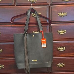 Wrangler By Montana West Dark Brown Leather Tote